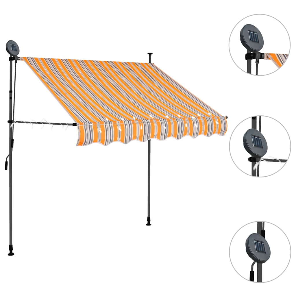 Toldo retrátil manual com LED 100 cm amarelo e azul