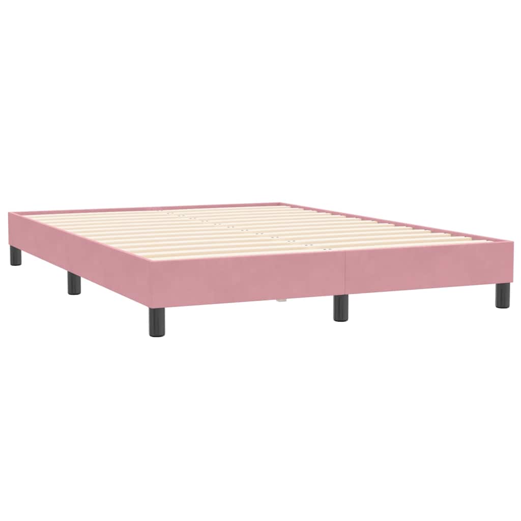 Cama com molas/colchão 140x210 cm veludo rosa