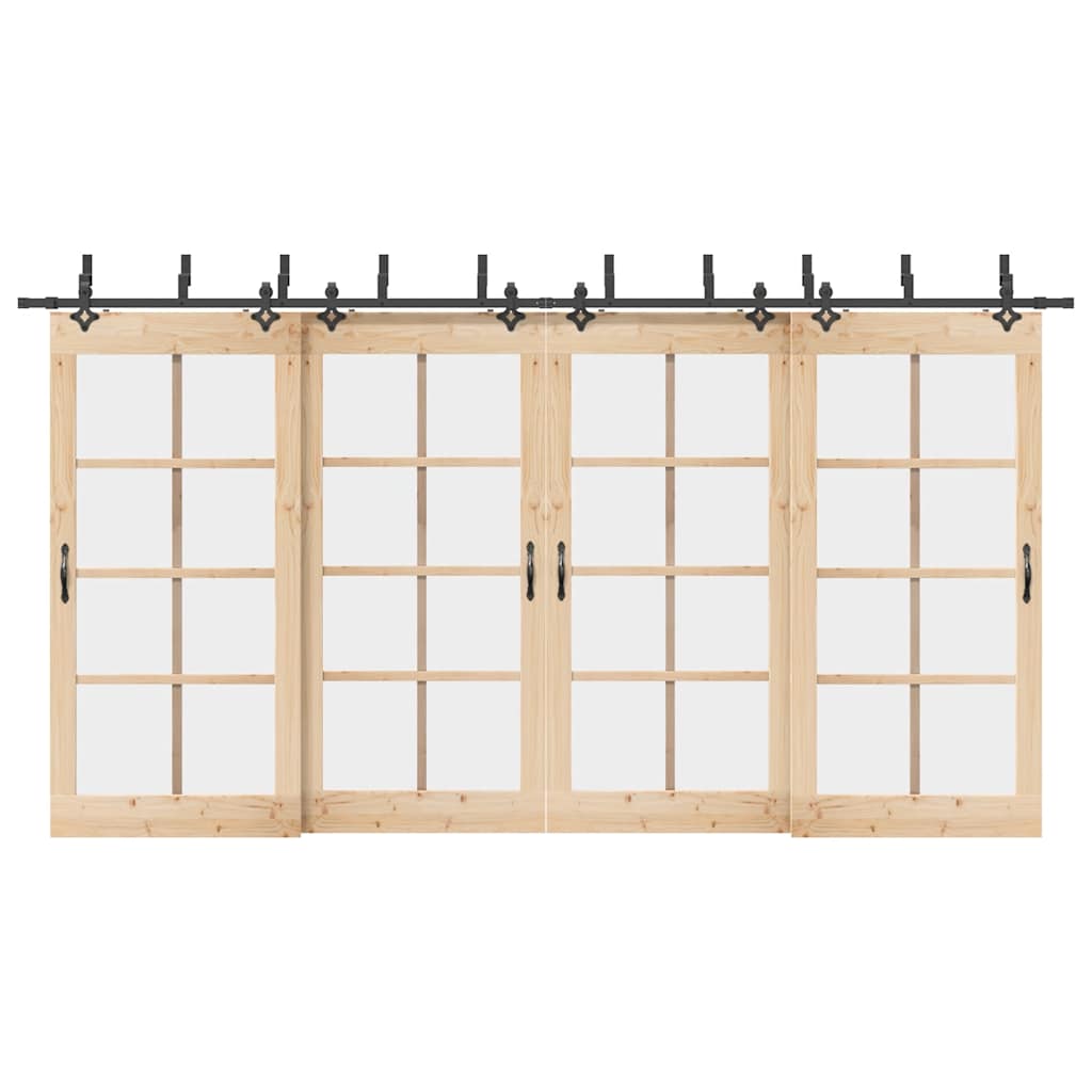 Kit de ferragens para porta deslizante 427 cm aço preto