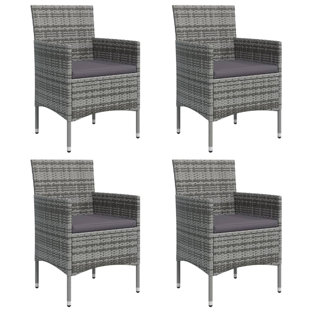 5 Pcs conjunto de jantar jardim com almofadões cinzento/preto