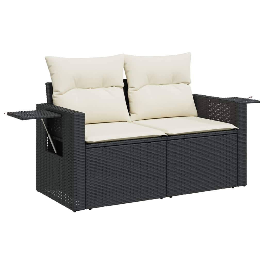 7 Pcs conjunto de sofás p/ jardim c/ almofadões vime PE preto