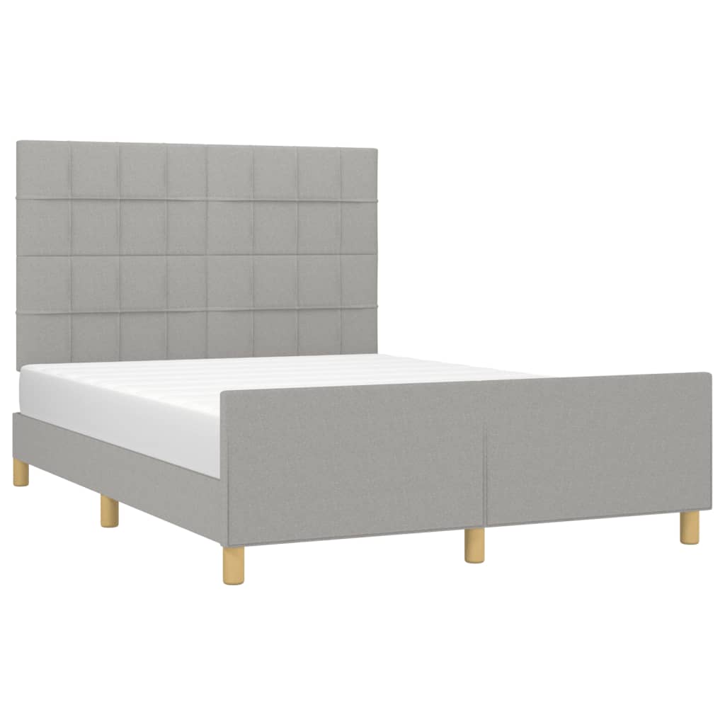 Estrutura de cama sem colchão 140x190 cm tecido cinzento-claro