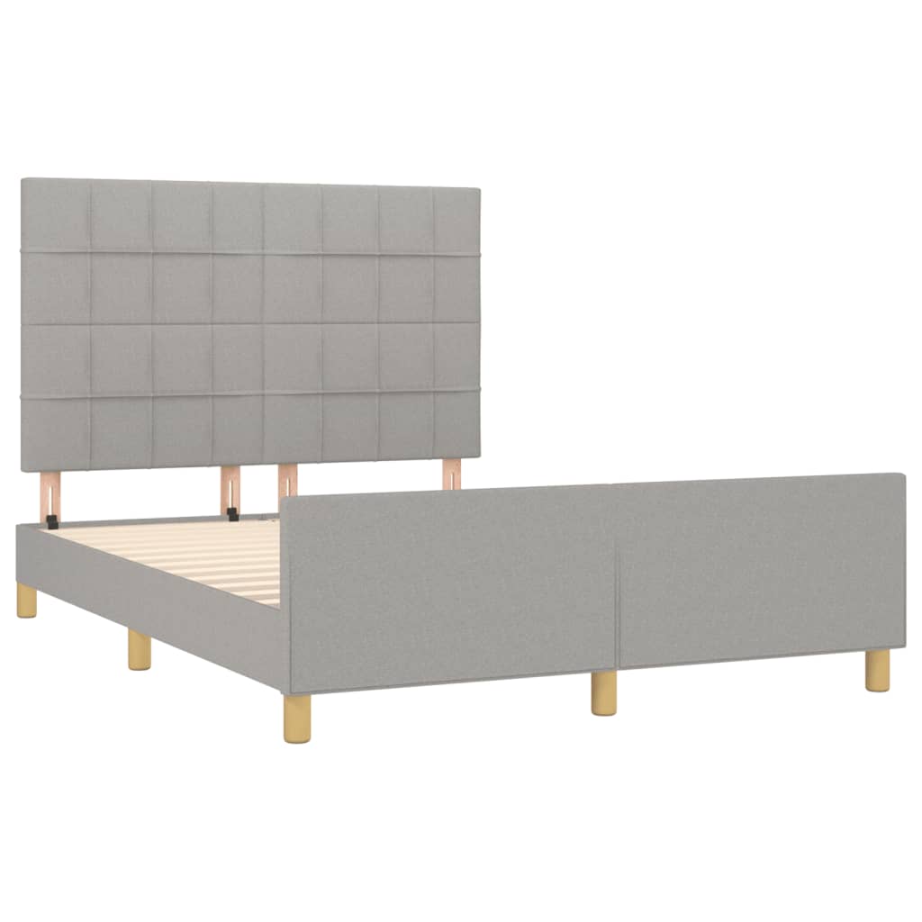 Estrutura de cama sem colchão 140x190 cm tecido cinzento-claro