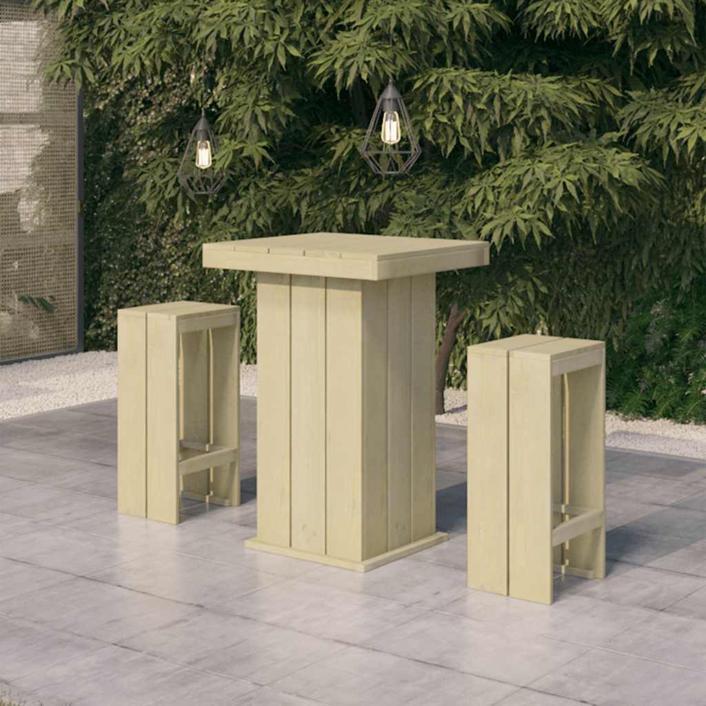 3 Pcs conjunto de bar para jardim pinho impregnado