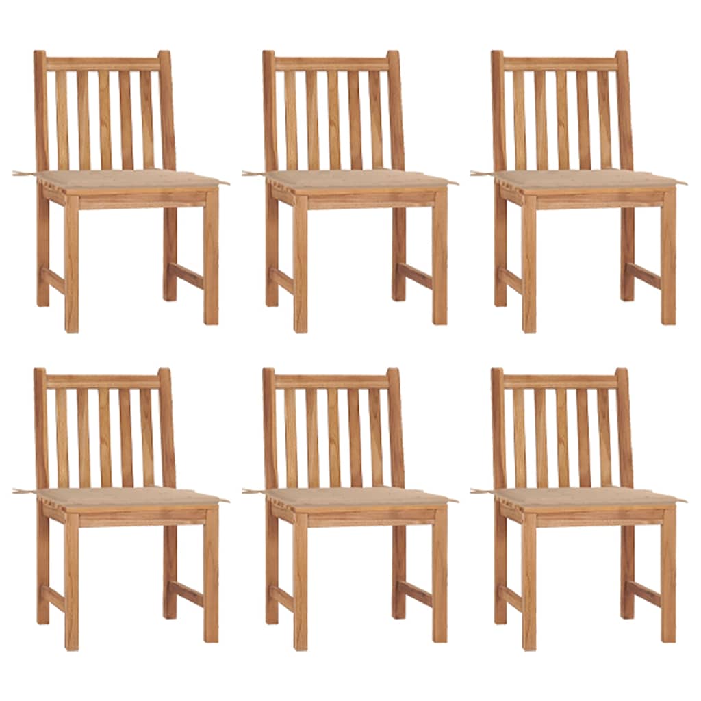 Cadeiras de jardim 6 pcs c/ almofadões madeira de teca maciça