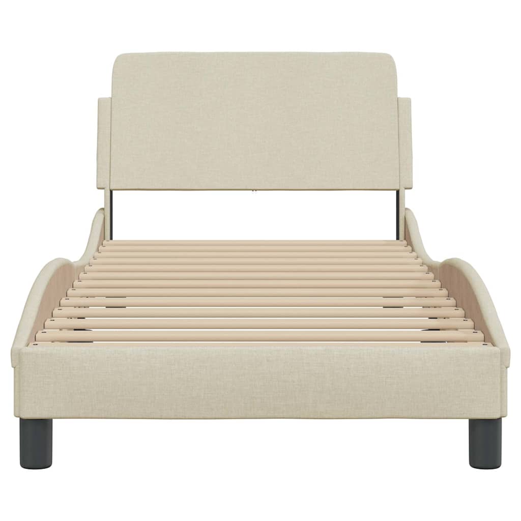 Estrutura de cama com cabeceira dover tecido 90x200 cm creme