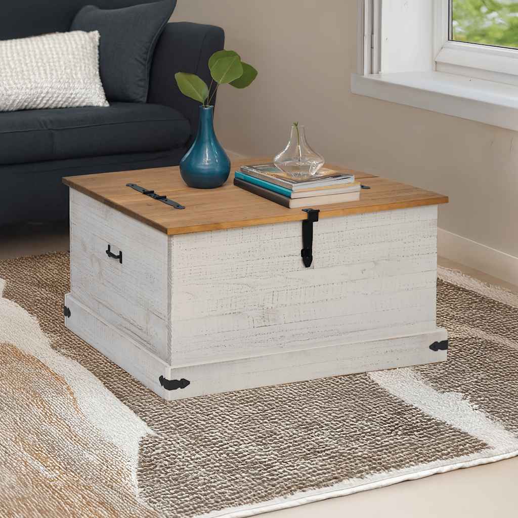 Caixa de arrumação halden 91x91x47 cm pinho maciço branco