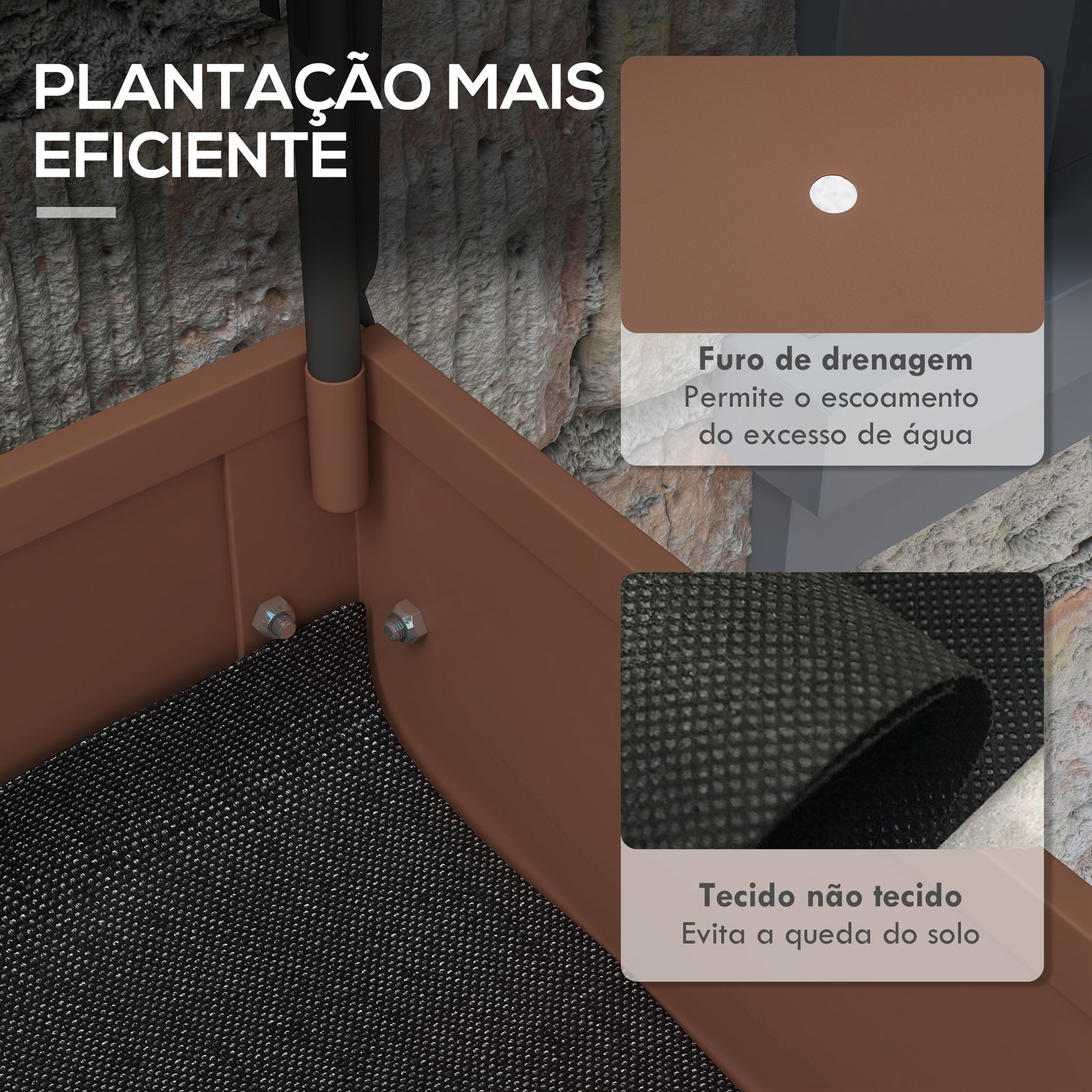 Mesa de cultivo com rodas 80x40x120 cm horta urbana elevada com cobertura de estufa para cultivar plantas flores marróm