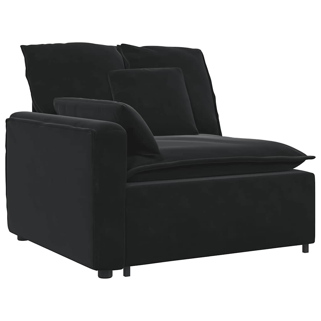 Sofá modular com pufes e almofadas preto
