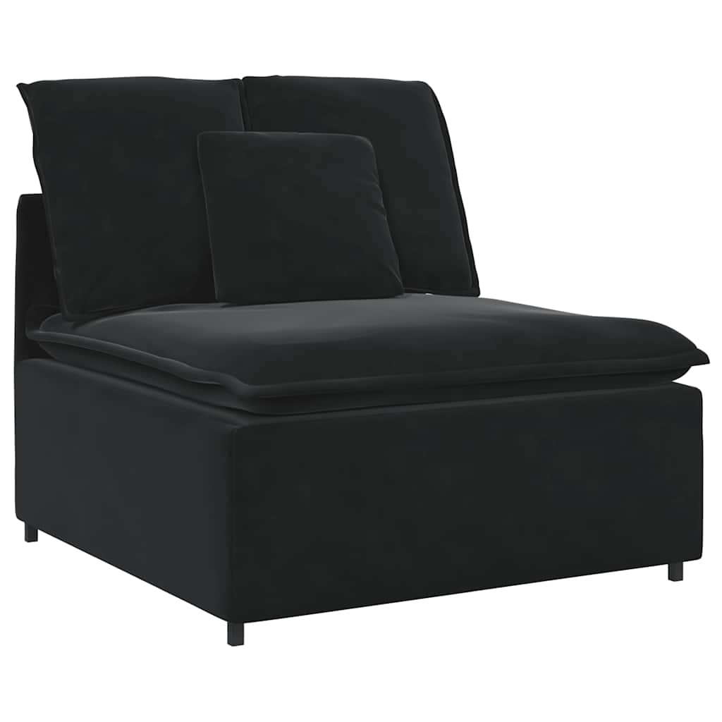 Sofá modular com pufes e almofadas preto