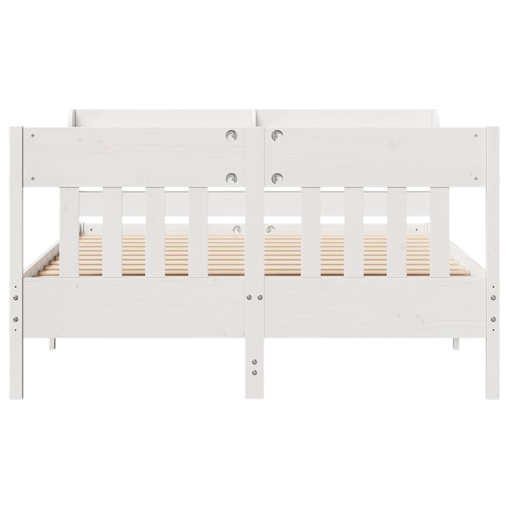 Cama sem colchão 135x190 cm madeira de pinho maciça branco