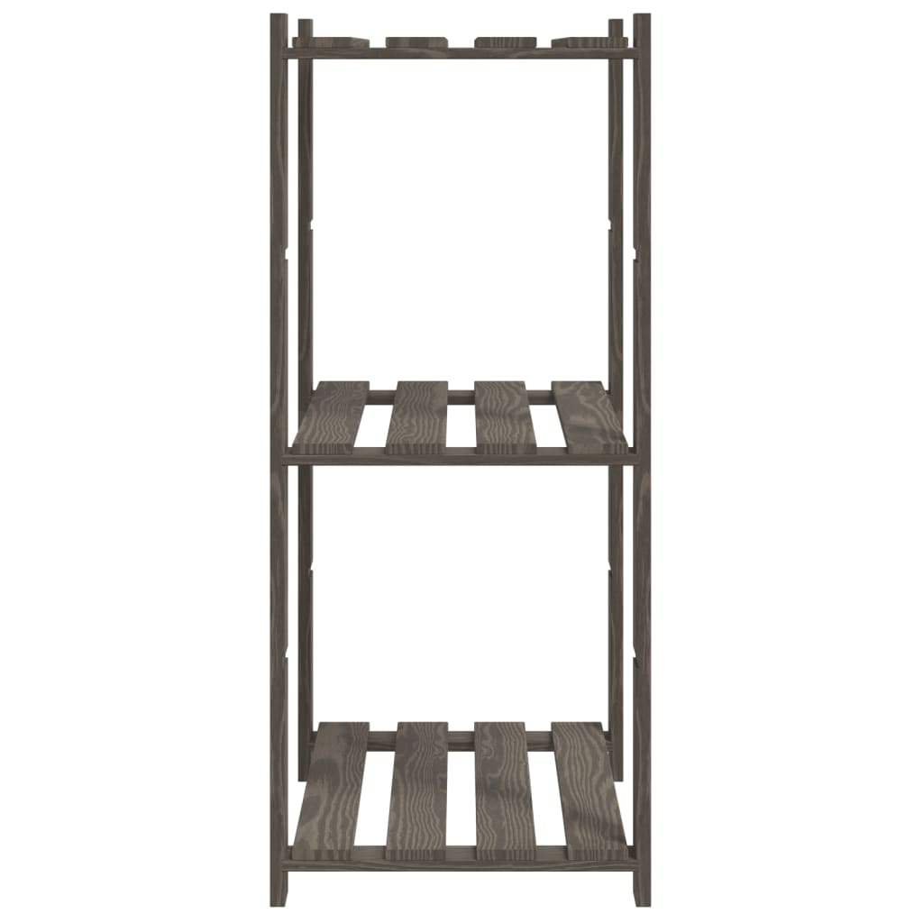 Unidade arrumação 3 prateleiras 60x38x90 cm pinho maciço cinza
