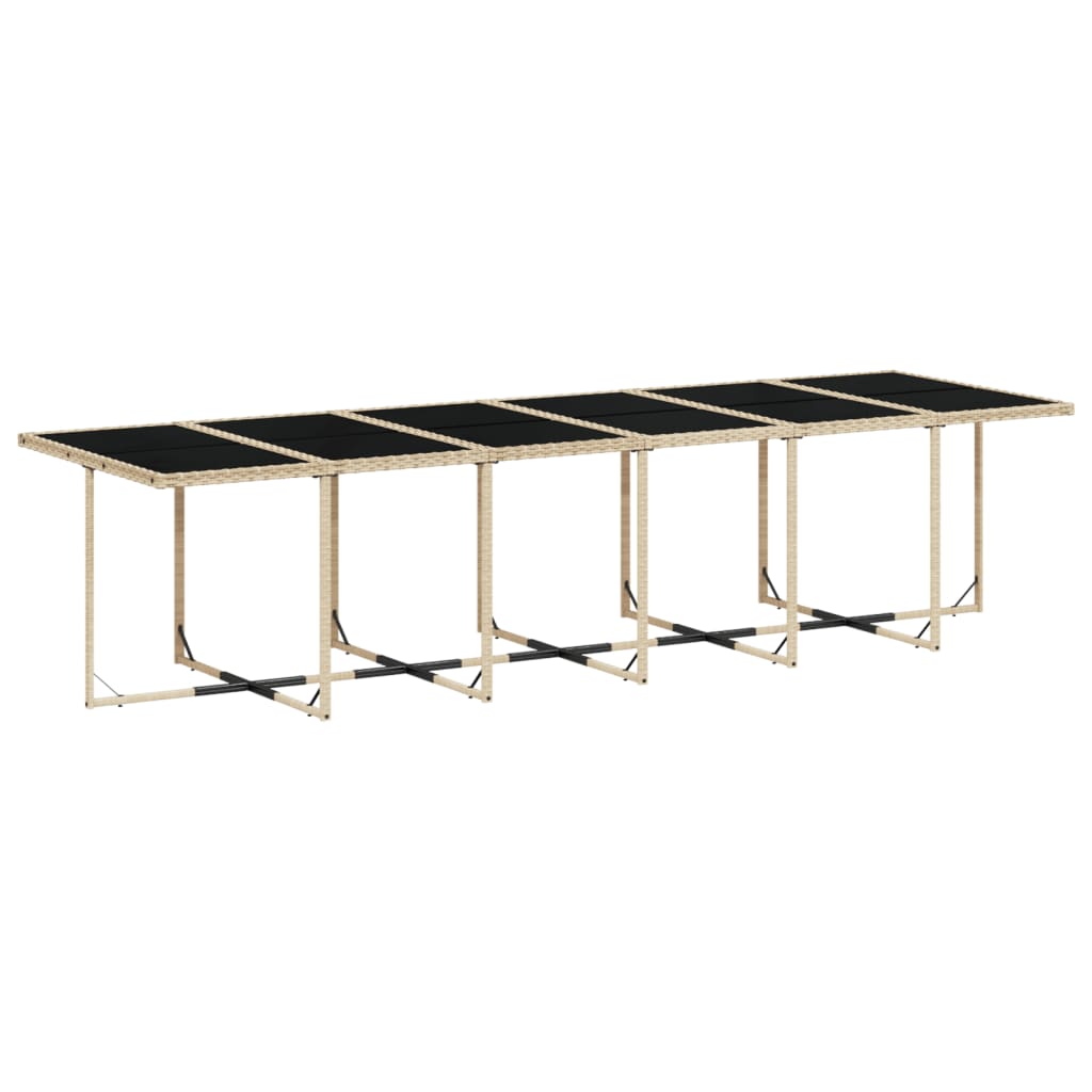 13 Pcs conj. jantar jardim c/ almofadões vime PE bege misturado