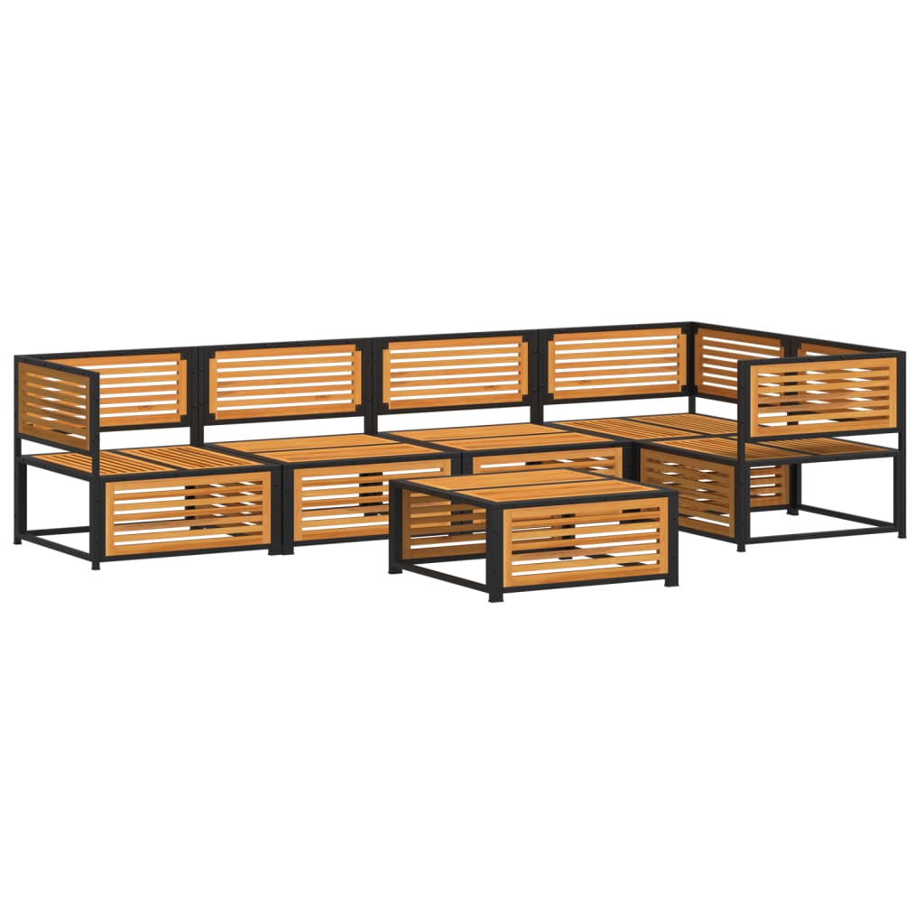 6 Pcs conjunto de sofás de jardim com almofadões acácia maciça