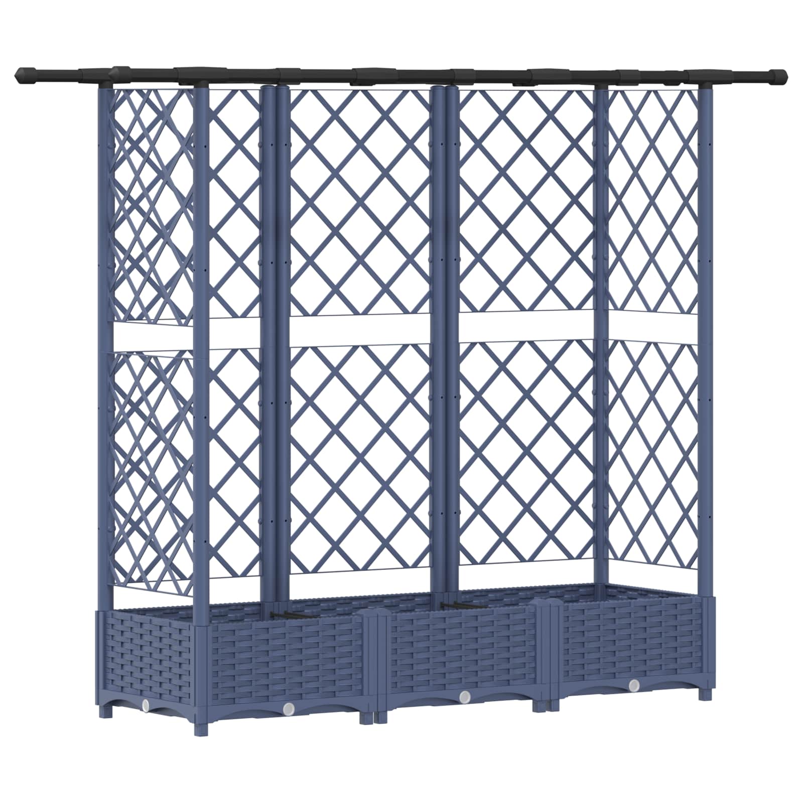 Cama elevada com treliça e telhado cinzento 164 x 40 x 121 cm