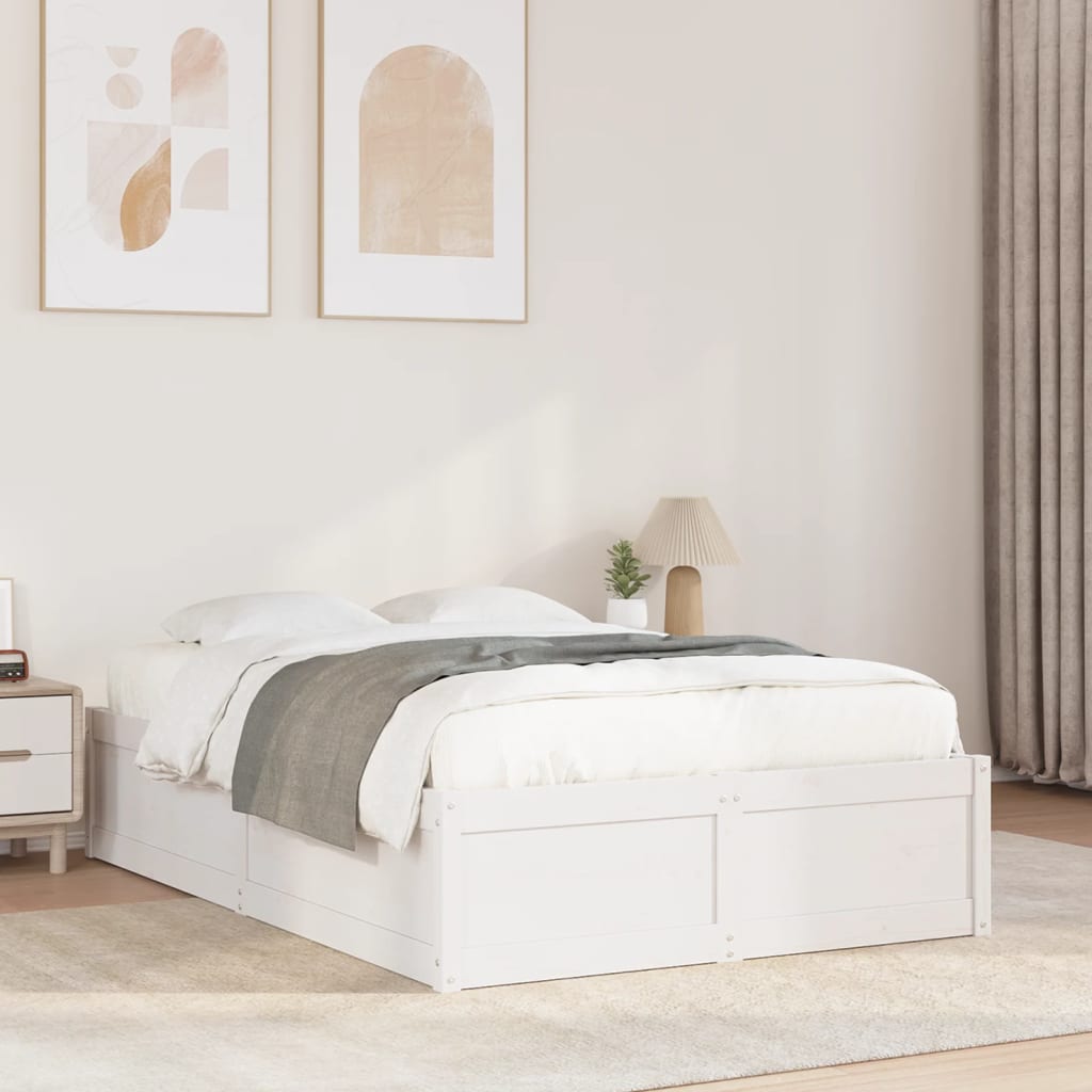 Cama sem colchão 135x190 cm madeira de pinho maciça branco