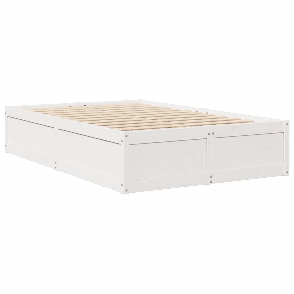 Cama sem colchão 135x190 cm madeira de pinho maciça branco