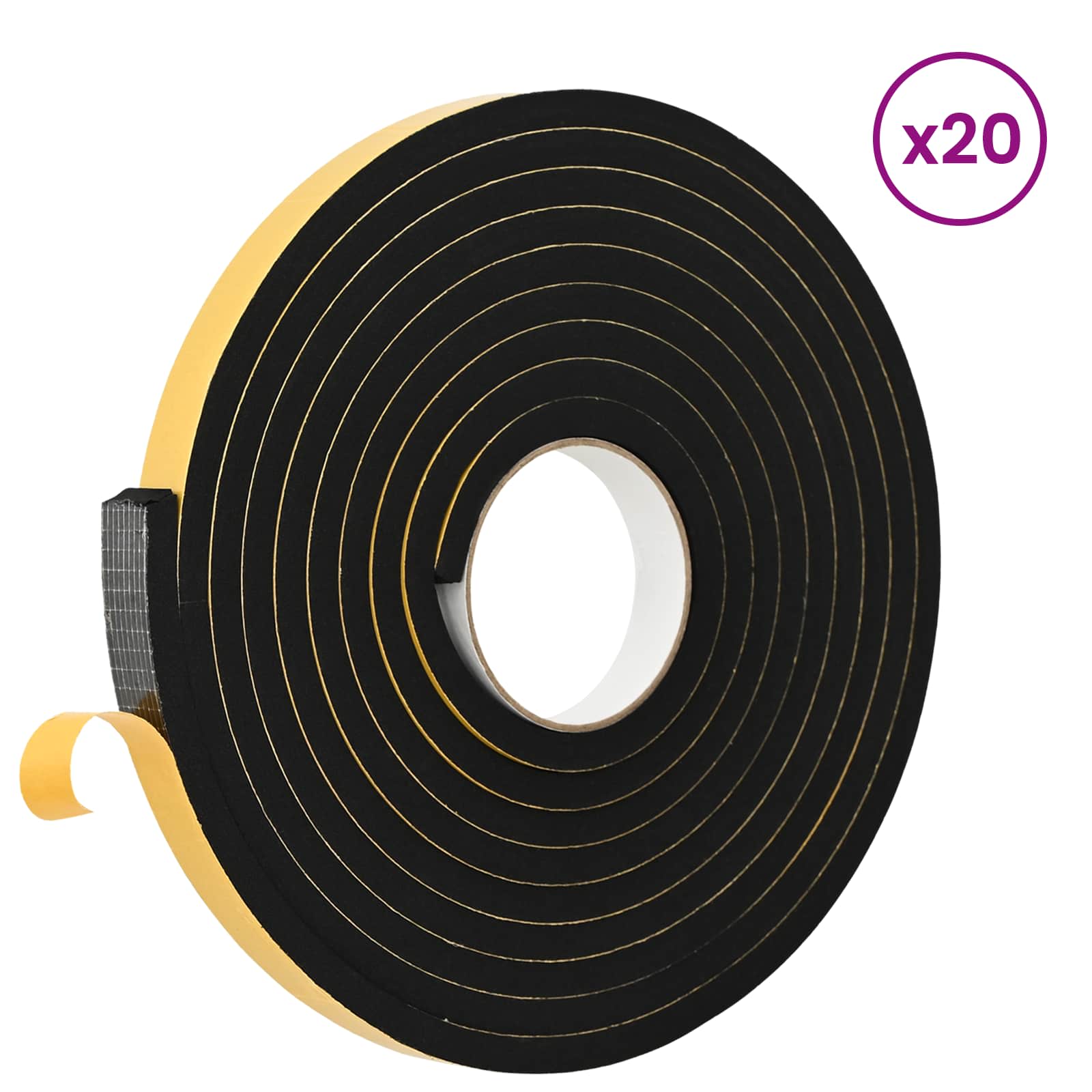 Fita de espuma autoadesiva 20 unid. preto 20mm x 5m espuma cr