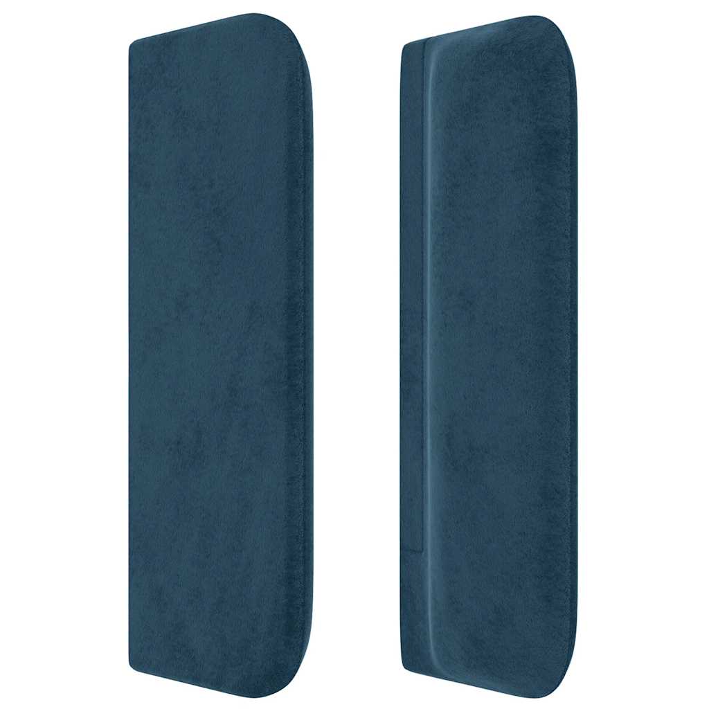 Cabeceira de cama c/ abas veludo 163x16x78/88cm azul-escuro