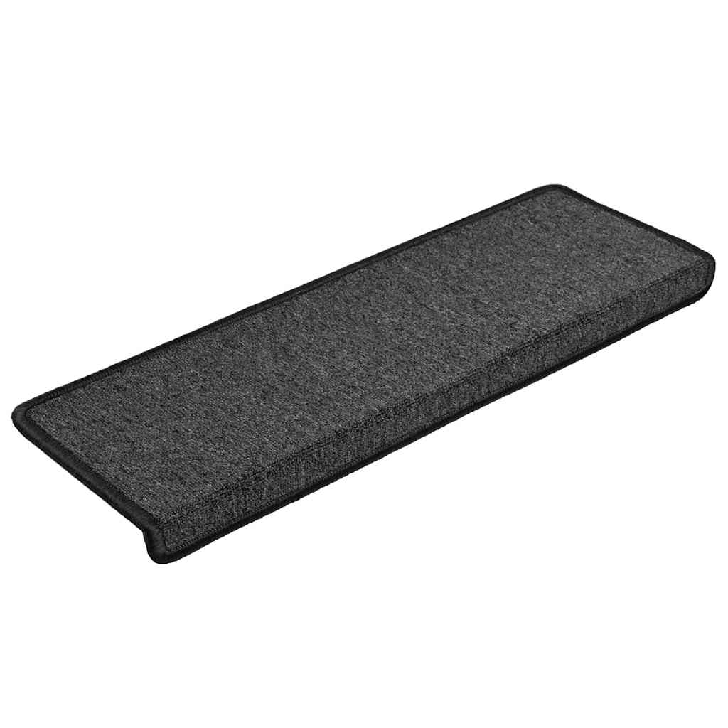Tapetes de escada 30 peças 65x21x4 cm antracite borda retangular