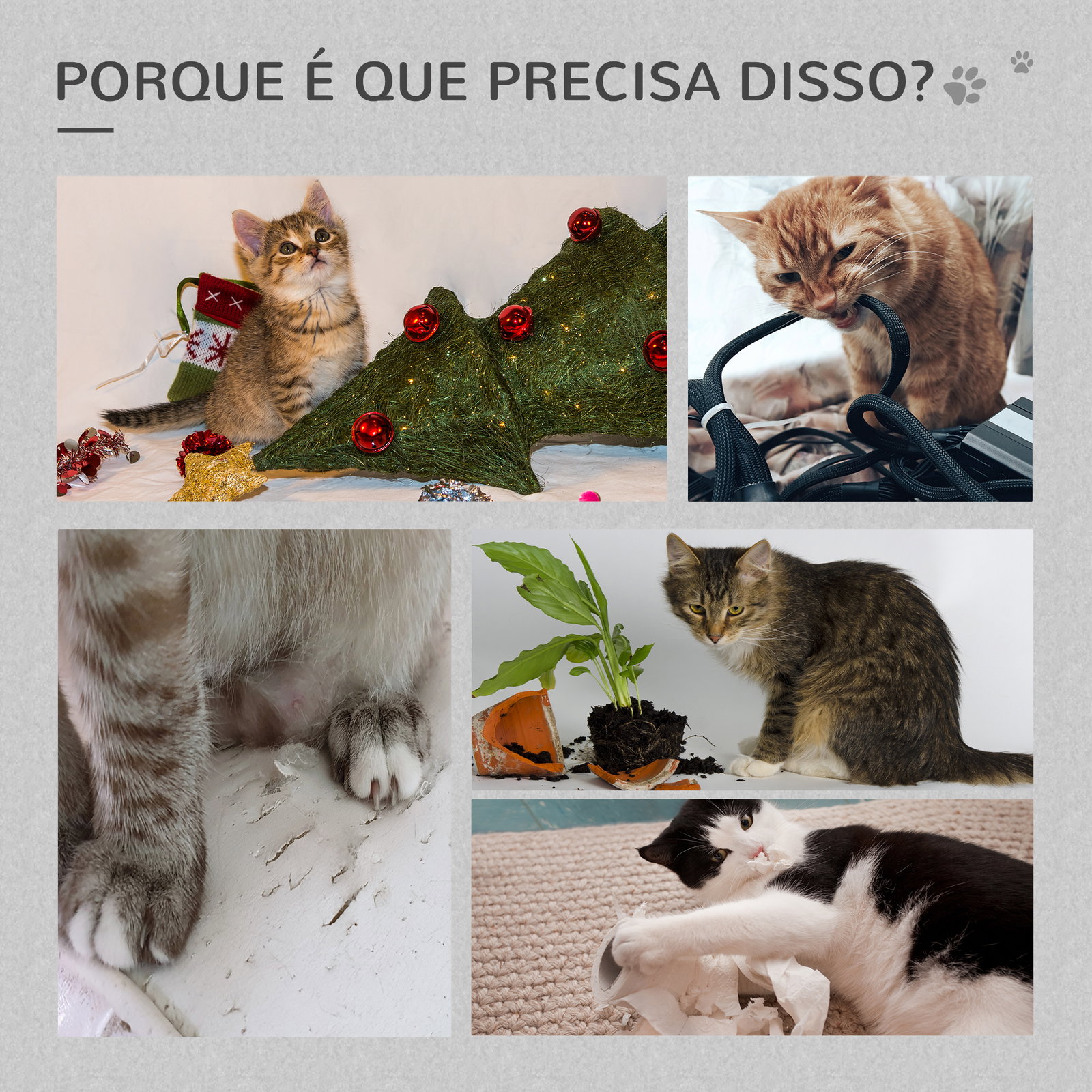 Árvore arranhador para gatos com plataforma caverna rede postes de juta corda e bola suspensa 48x48x120 cm cinza