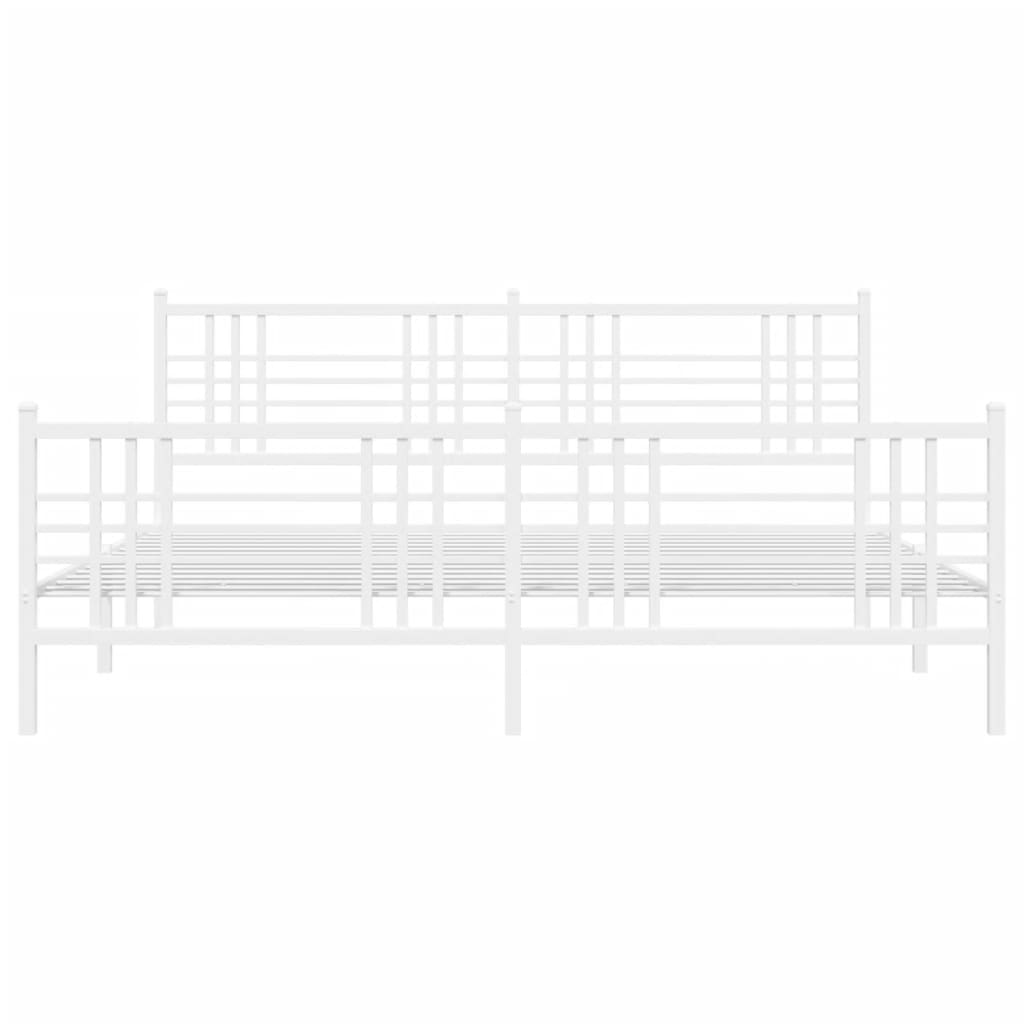 Estrutura de cama com cabeceira e pés 180x200 cm metal branco