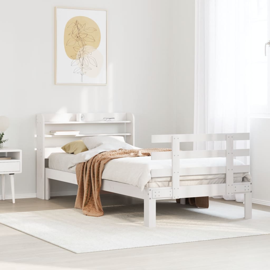 Estrutura de cama c/ cabeceira sem colchão 90x200 cm branco