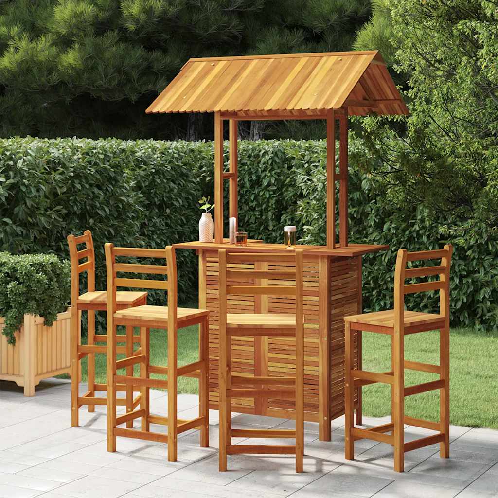 5 Pcs conjunto de bar para jardim madeira de acácia maciça