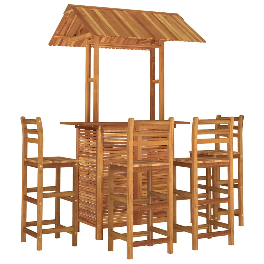 5 Pcs conjunto de bar para jardim madeira de acácia maciça