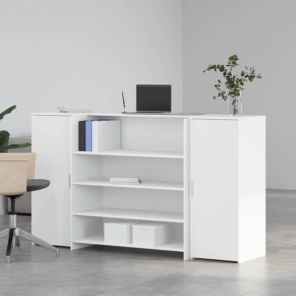 Balcão de recepção branco 180x50x103,5 cm madeira projetada
