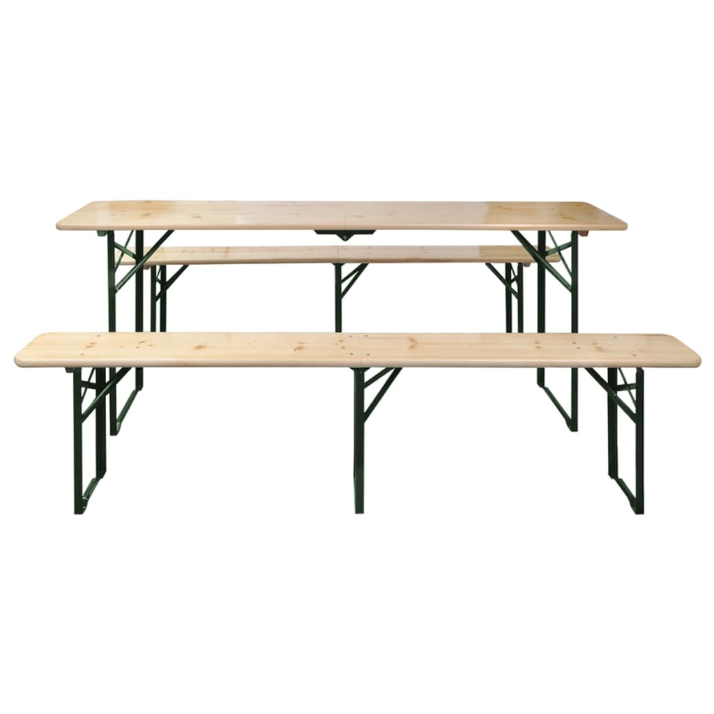 Mesa de cerveja dobrável c/ 2 bancos 220 cm madeira de abeto