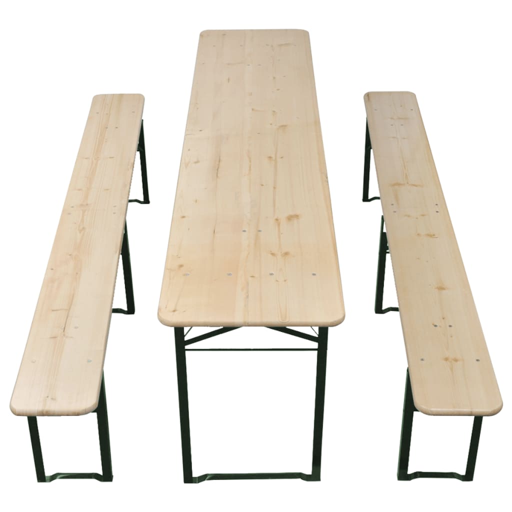 Mesa de cerveja dobrável c/ 2 bancos 220 cm madeira de abeto