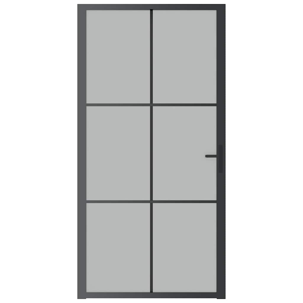 Porta de interior 102,5x201,5 cm vidro mate e alumínio preto