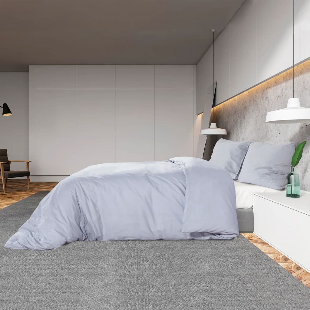Conjunto de capa de edredão 135x200 cm microfibra leve cinza