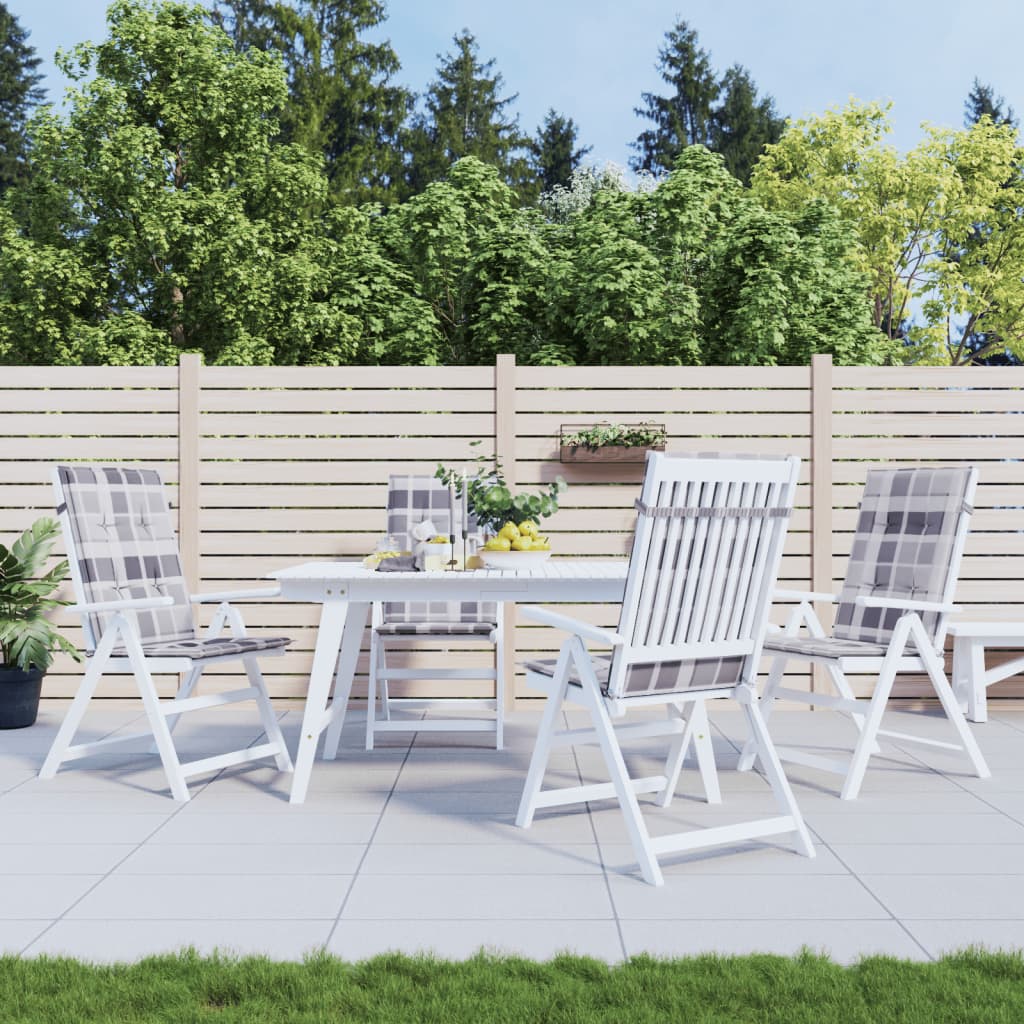 Almofadões cadeiras altas de jardim 4pcs tecido xadrez cinza