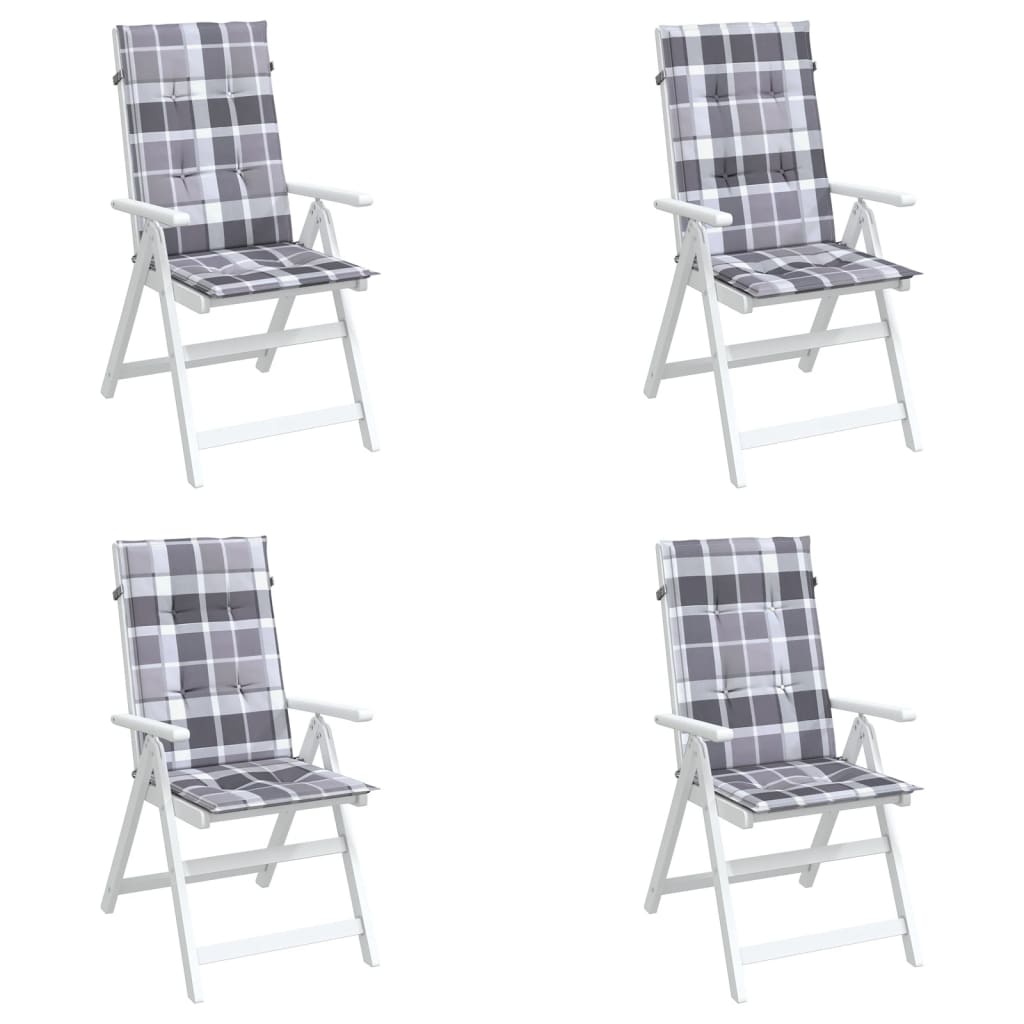 Almofadões cadeiras altas de jardim 4pcs tecido xadrez cinza