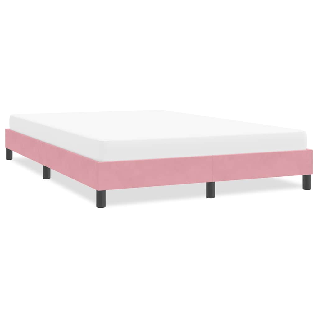 Estrutura de cama sem colchão 140x220 cm veludo rosa