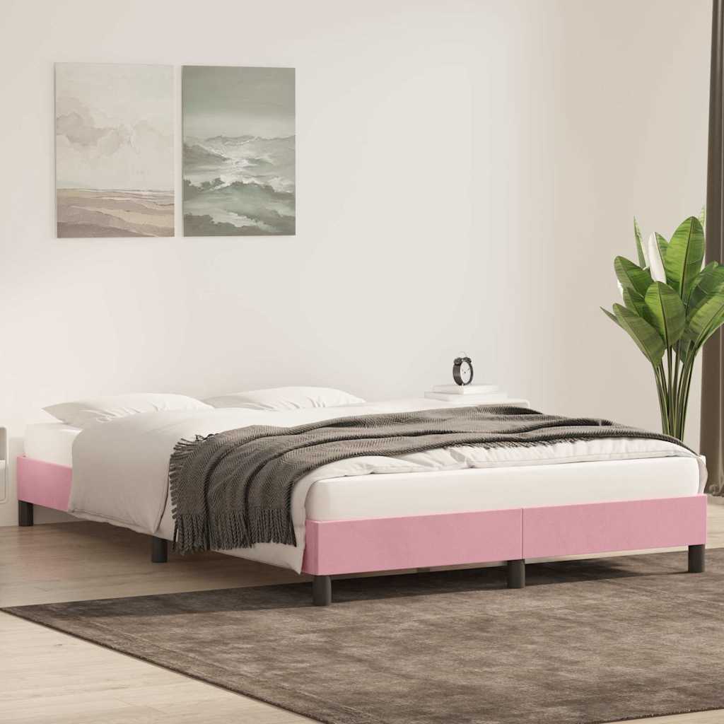 Estrutura de cama sem colchão 140x220 cm veludo rosa