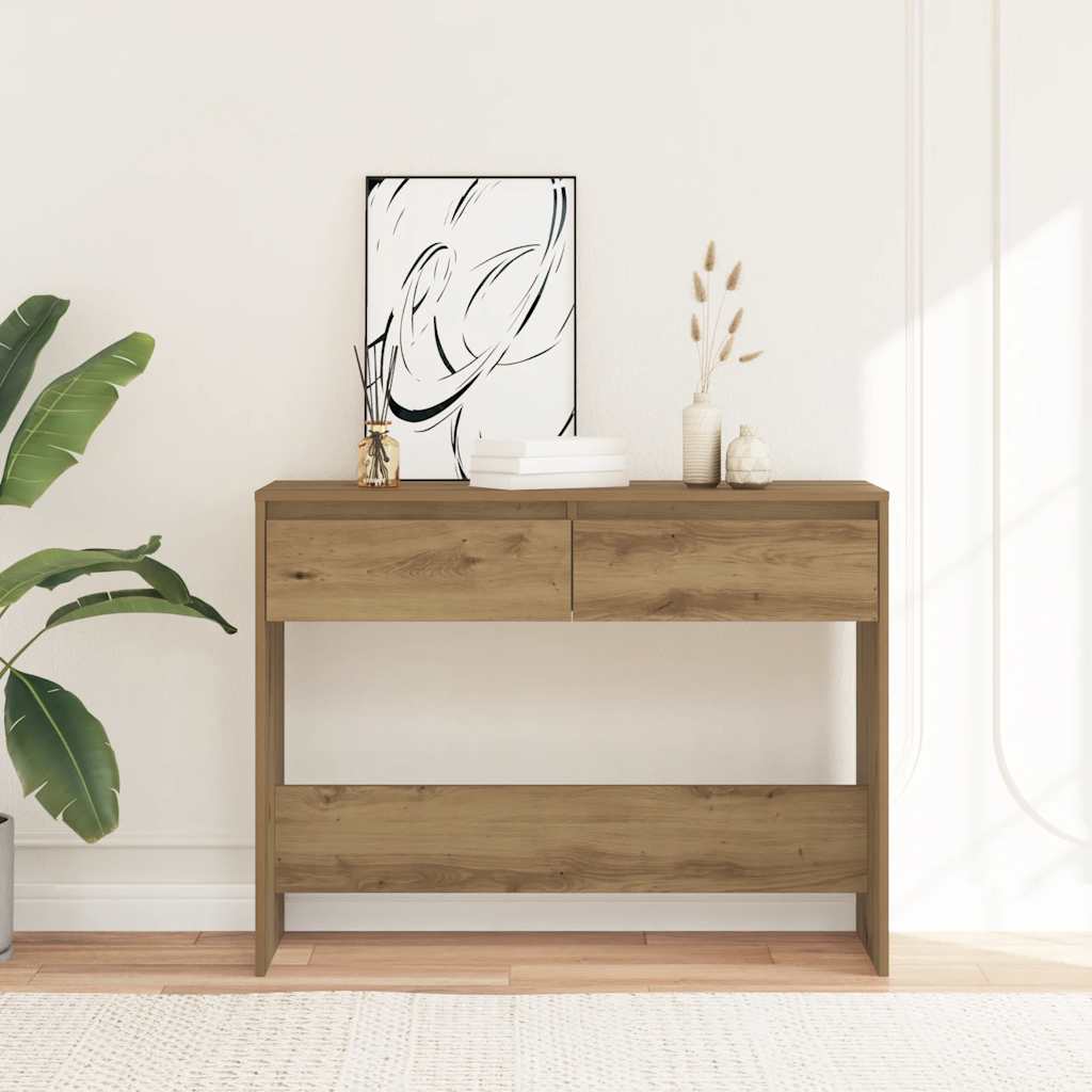 Mesa consola 100x35x76,5cm derivados madeira carvalho artisiano
