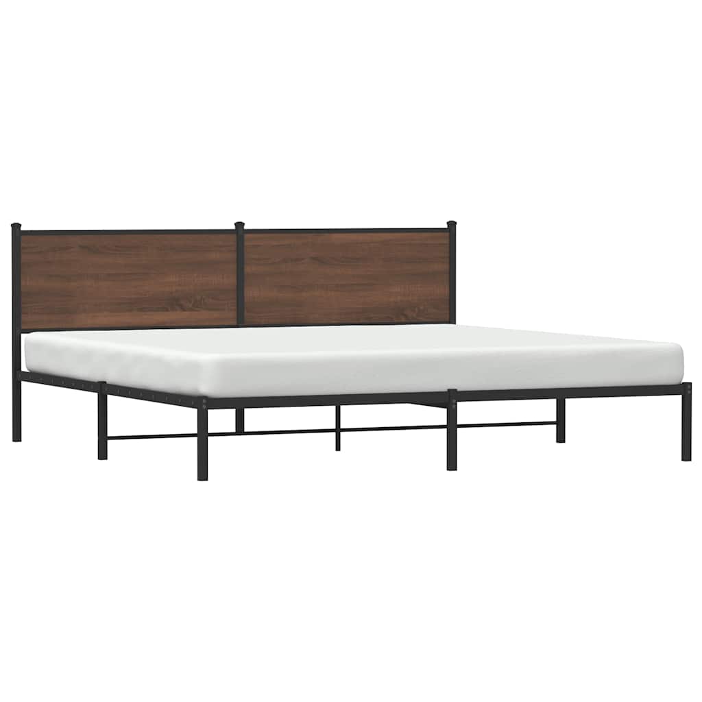 Estrutura cama sem colchão 193x203 cm metal carvalho castanho
