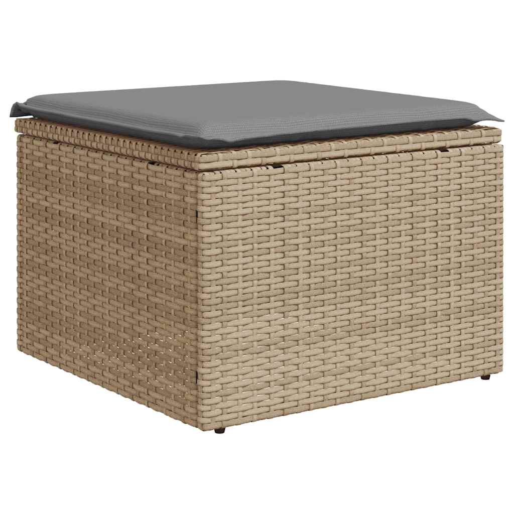 6 Pcs conjunto de sofás p/ jardim com almofadões vime PE bege