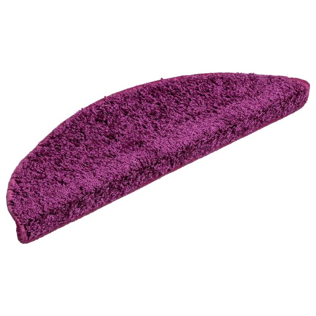 Tapetes de escada 10 peças 56x17x3 cm violeta semicircular