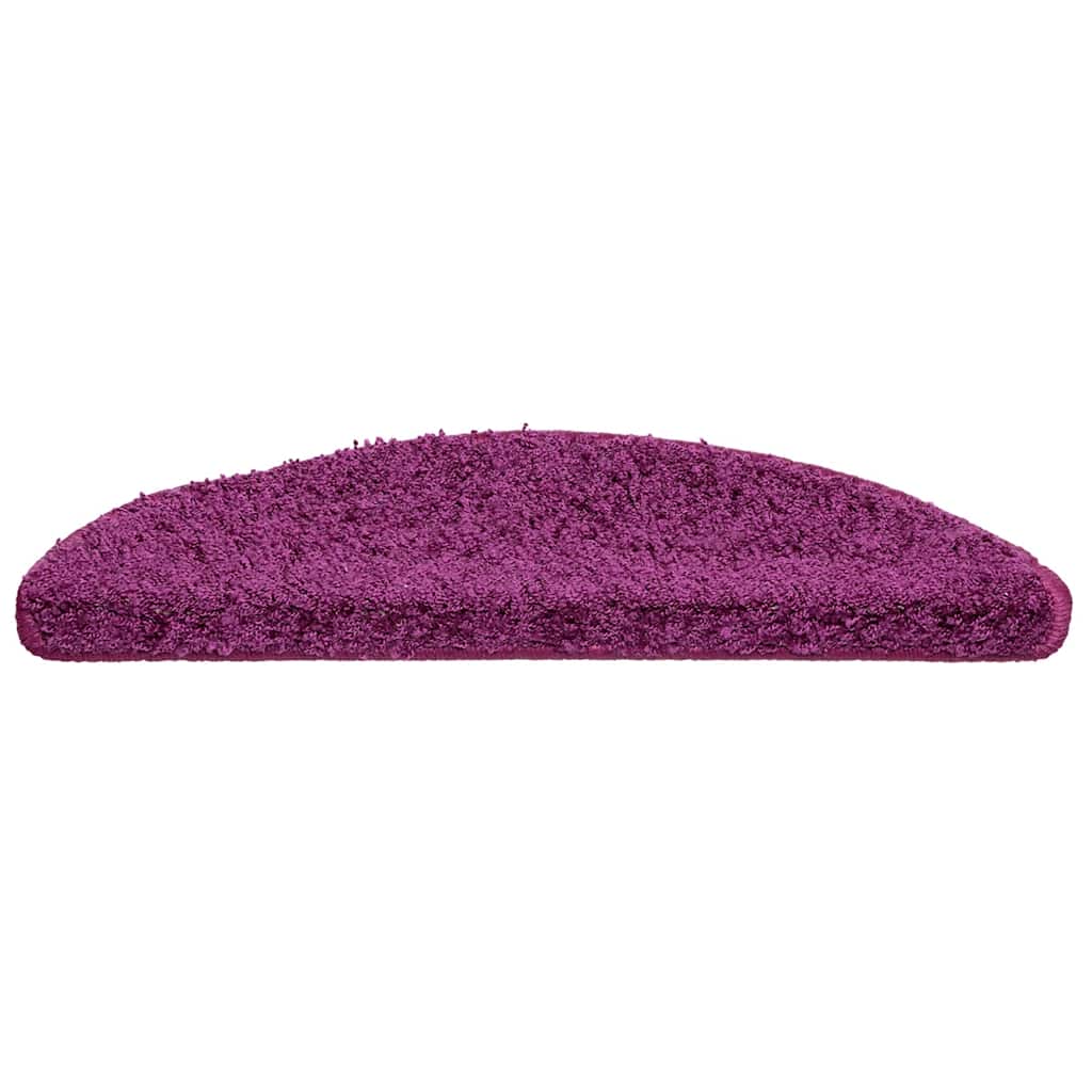 Tapetes de escada 10 peças 56x17x3 cm violeta semicircular