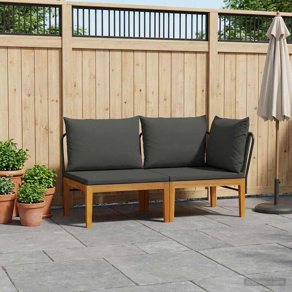 2 Unid. conjunto de lounge de jardim com almofadas natural