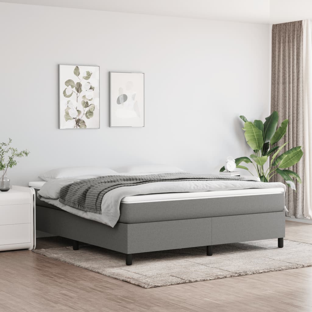 Estrutura de cama com molas 180x200 cm tecido cinzento-escuro