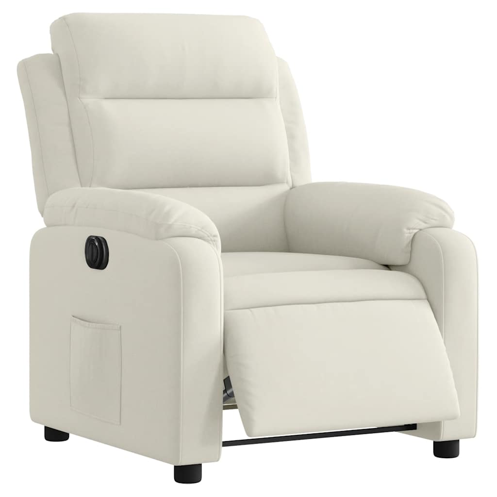 Poltrona de massagens reclinável veludo cor creme