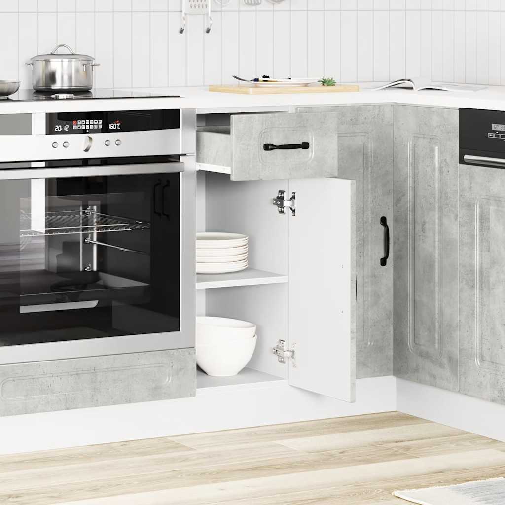 Armário baixo de cozinha kalmar betão madeira projetada cinza