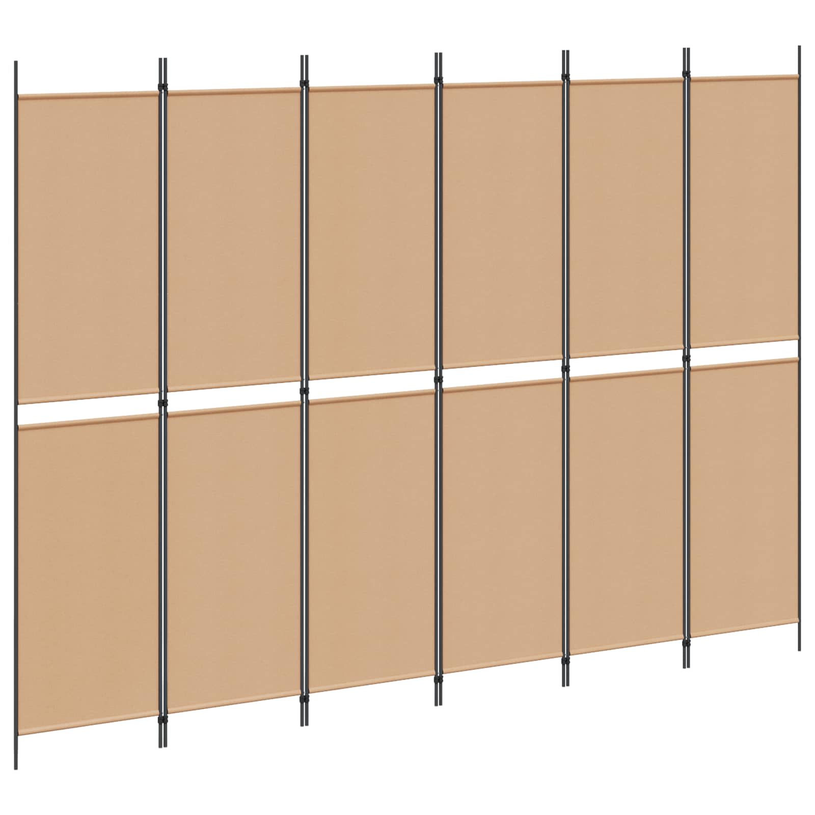Divisória de quarto de 6 painéis bege 300 x 220 cm tecido