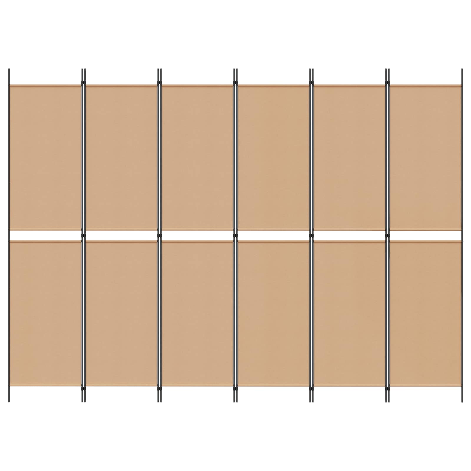 Divisória de quarto de 6 painéis bege 300 x 220 cm tecido