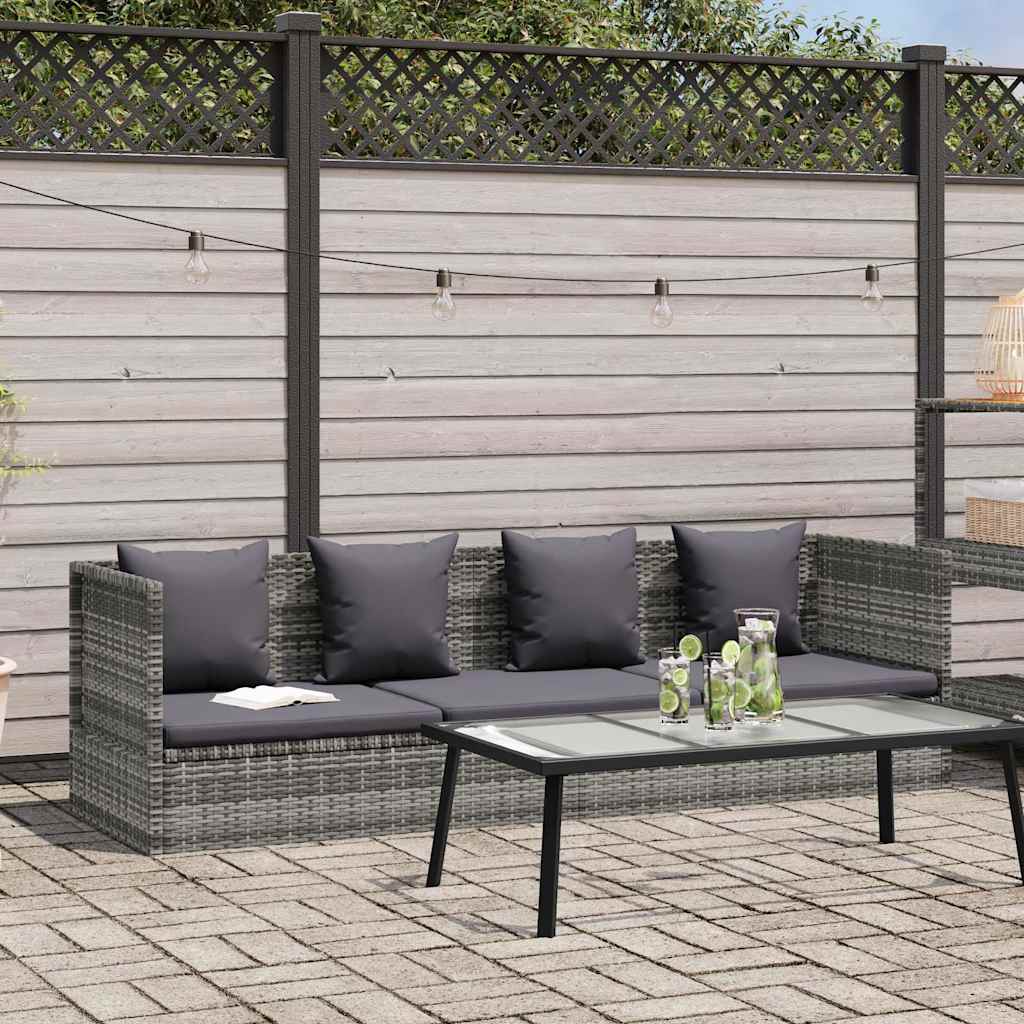 Espreguiçadeira de jardim 200x60 cm vime PE cinzento